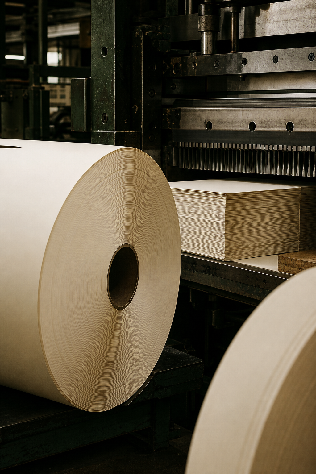 Paper rolls and finishing machinery